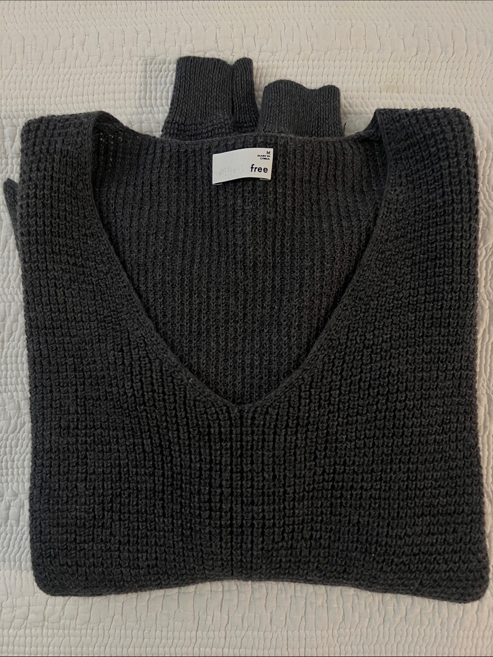 Wilfred Dark Charcoal V-Neck Knit Sweater